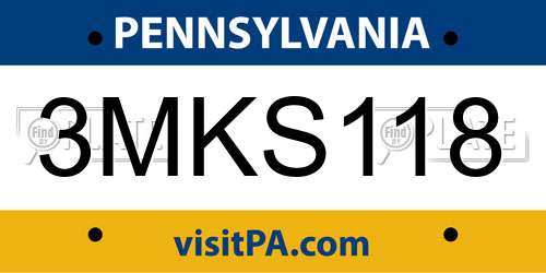 3MKS118 Pennsylvania License Plate
