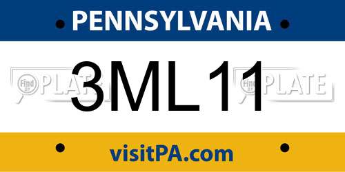 3ML11 Pennsylvania License Plate