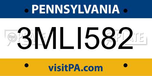 3MLI582 Pennsylvania License Plate