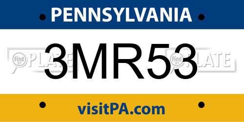 3MR53 Pennsylvania License Plate