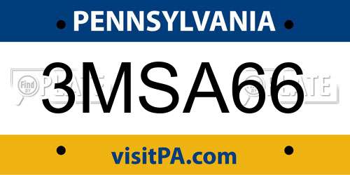 3MSA66 Pennsylvania License Plate