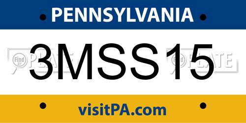 3MSS15 Pennsylvania License Plate