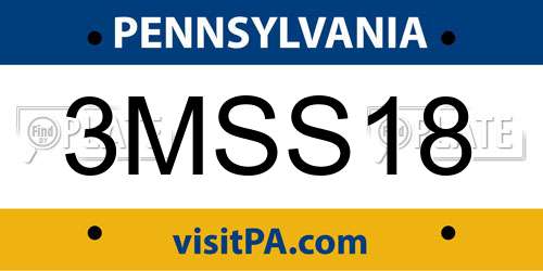3MSS18 Pennsylvania License Plate