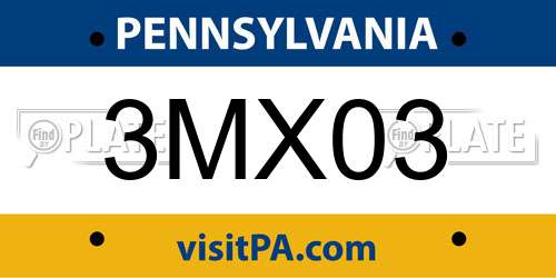 3MX03 Pennsylvania License Plate