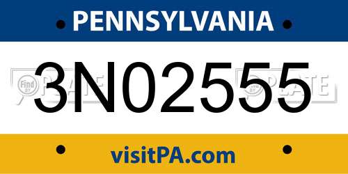 3N02555 Pennsylvania License Plate