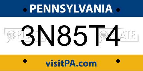 3N85T4 Pennsylvania License Plate