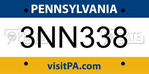 3NN338 Pennsylvania License Plate