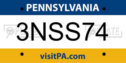 3NSS74 Pennsylvania License Plate