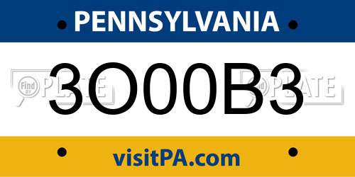 3O00B3 Pennsylvania License Plate
