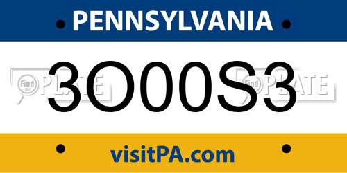 3O00S3 Pennsylvania License Plate