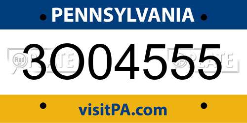 3O04555 Pennsylvania License Plate