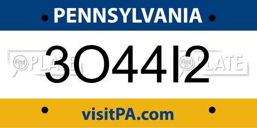 3O44I2 Pennsylvania License Plate
