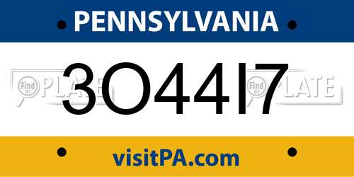3O44I7 Pennsylvania License Plate