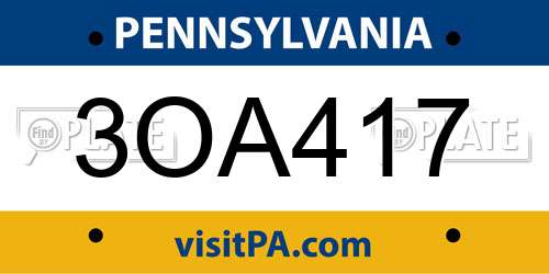 3OA417 Pennsylvania License Plate