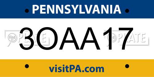 3OAA17 Pennsylvania License Plate