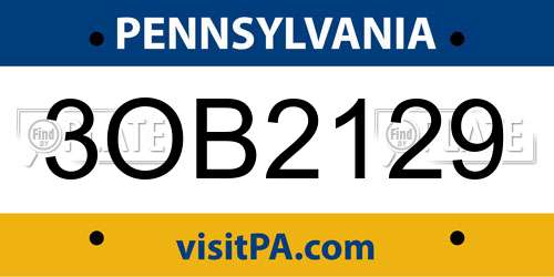 3OB2129 Pennsylvania License Plate
