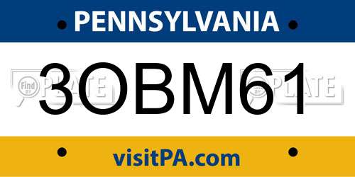 3OBM61 Pennsylvania License Plate