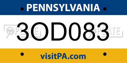 3OD083 Pennsylvania License Plate