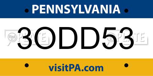 3ODD53 Pennsylvania License Plate