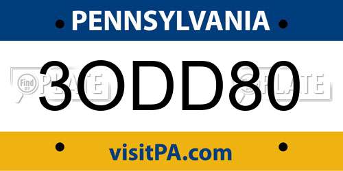 3ODD80 Pennsylvania License Plate