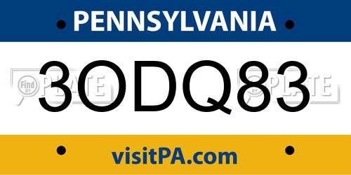 3ODQ83 Pennsylvania License Plate