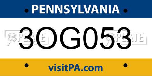 3OG053 Pennsylvania License Plate