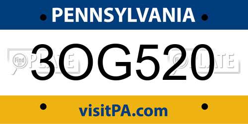 3OG520 Pennsylvania License Plate