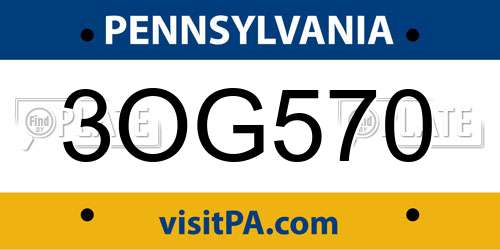 3OG570 Pennsylvania License Plate