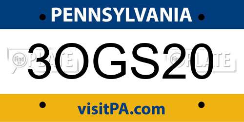 3OGS20 Pennsylvania License Plate