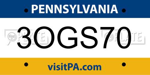 3OGS70 Pennsylvania License Plate
