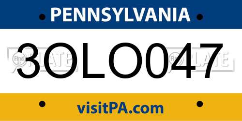 3OLO047 Pennsylvania License Plate