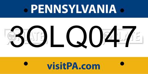 3OLQ047 Pennsylvania License Plate