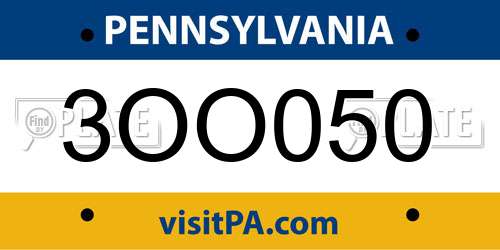 3OO050 Pennsylvania License Plate