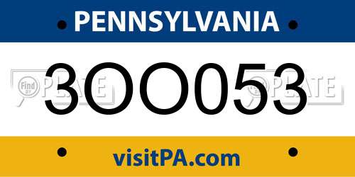 3OO053 Pennsylvania License Plate