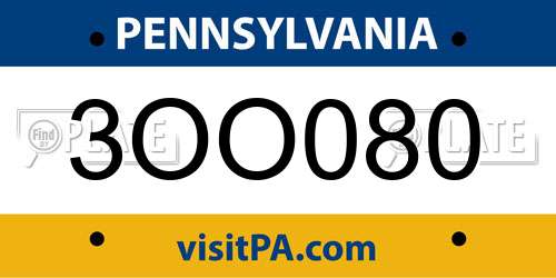3OO080 Pennsylvania License Plate