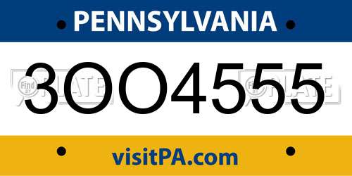 3OO4555 Pennsylvania License Plate