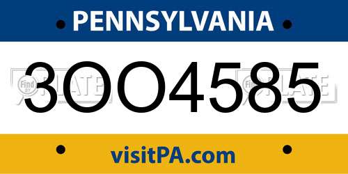 3OO4585 Pennsylvania License Plate