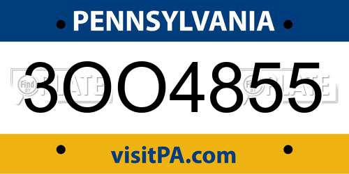 3OO4855 Pennsylvania License Plate