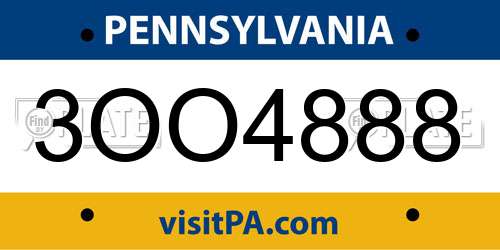 3OO4888 Pennsylvania License Plate