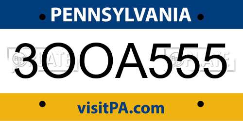 3OOA555 Pennsylvania License Plate