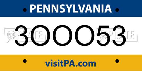 3OOO53 Pennsylvania License Plate