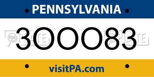 3OOO83 Pennsylvania License Plate