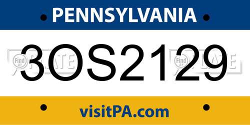 3OS2129 Pennsylvania License Plate