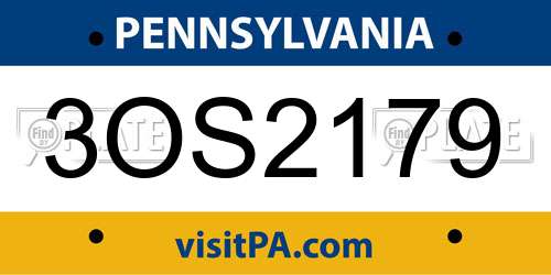 3OS2179 Pennsylvania License Plate