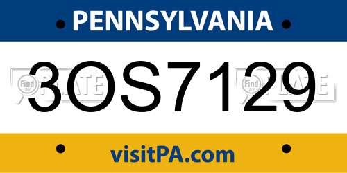 3OS7129 Pennsylvania License Plate