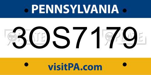 3OS7179 Pennsylvania License Plate