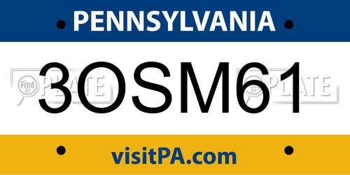 3OSM61 Pennsylvania License Plate