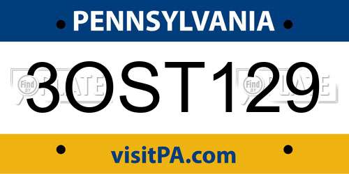 3OST129 Pennsylvania License Plate