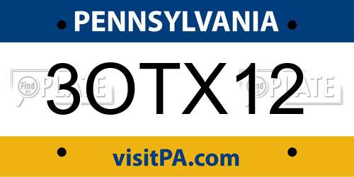 3OTX12 Pennsylvania License Plate