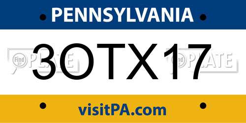 3OTX17 Pennsylvania License Plate